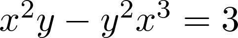 Rendered by QuickLaTeX.com x^2y-y^2x^3=3